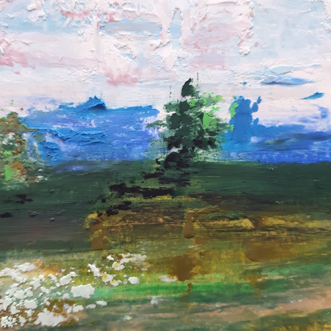 Hidden Beauties & Up On the Hill Duo oil pastel painting