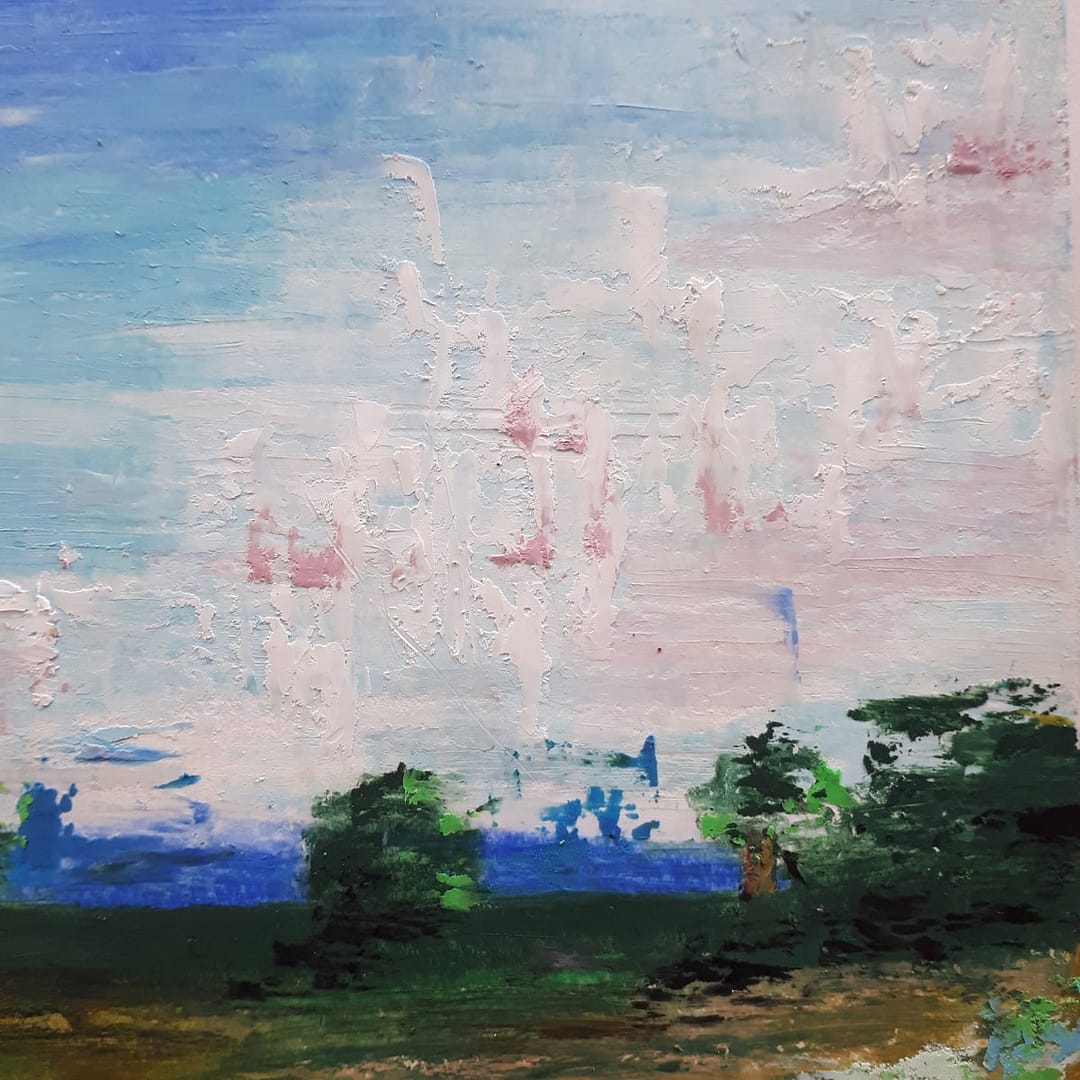 Hidden Beauties & Up On the Hill Duo oil pastel painting