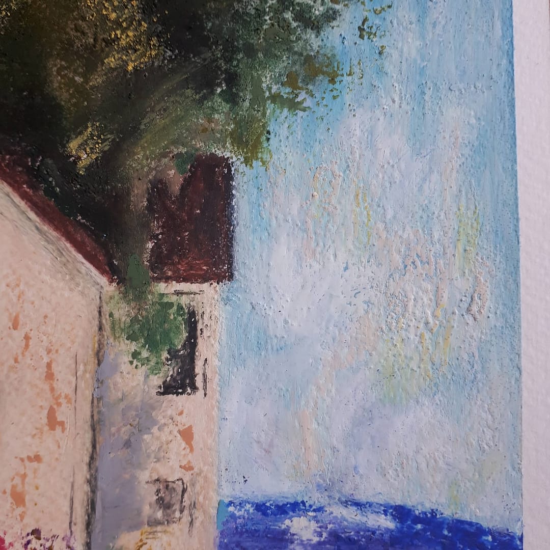 Hidden Beauties & Up On the Hill Duo oil pastel painting