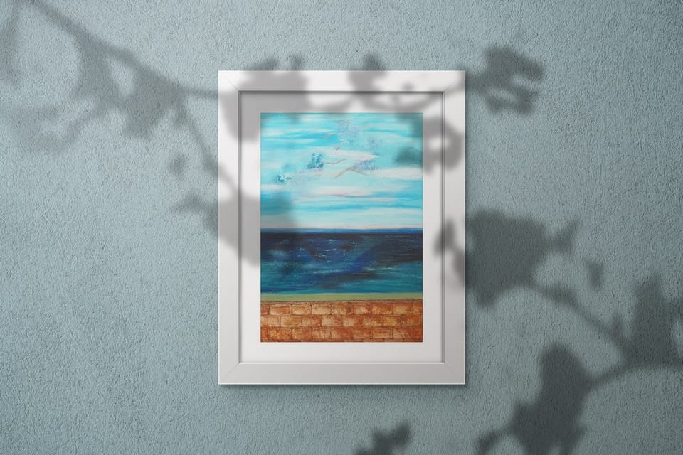 Behind the Wall Oil Pastel Painting