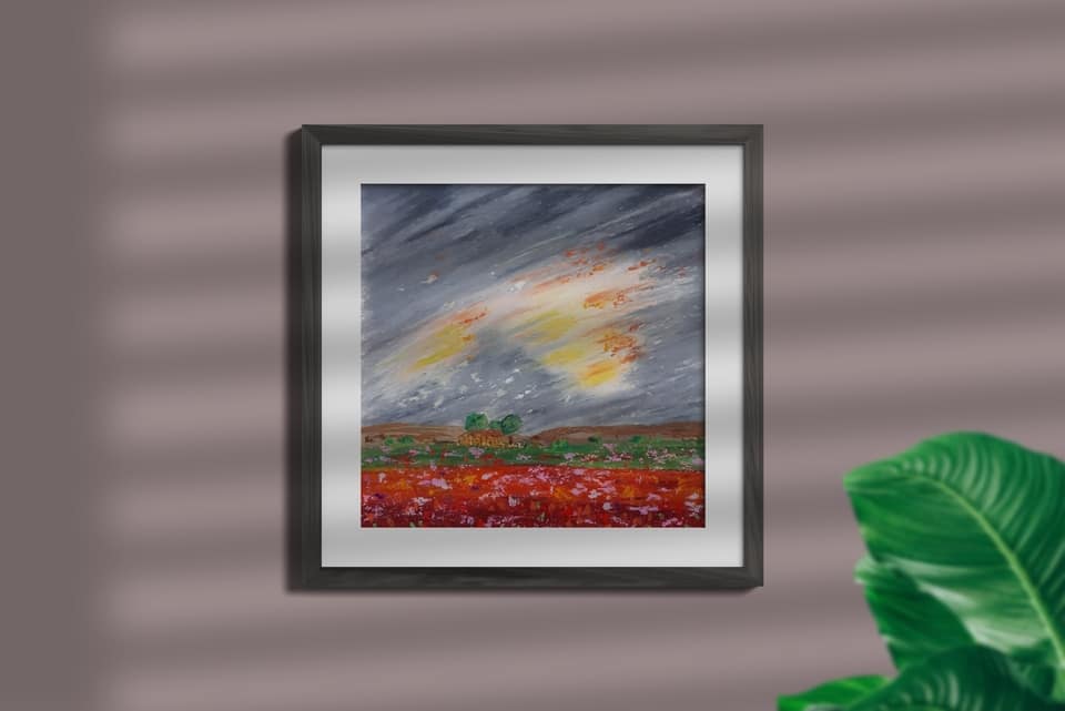 Sky is Clearing Oil Pastel Painting